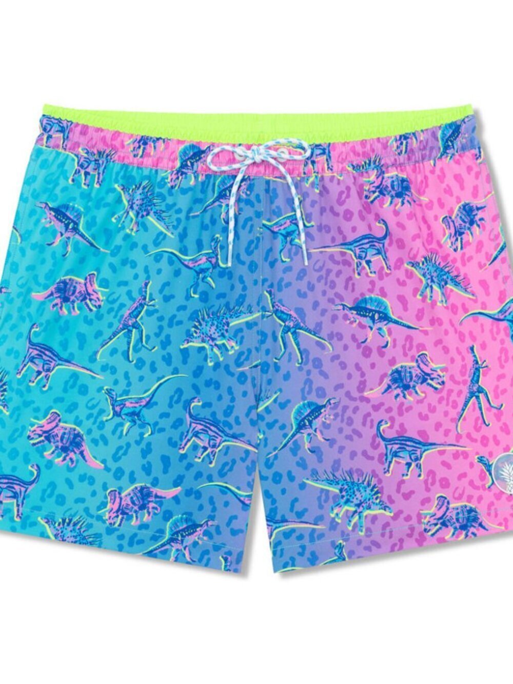 Chubbies "The Dino Delights" Classic Swim Trunks Neon Print - size S - 5.5" insm